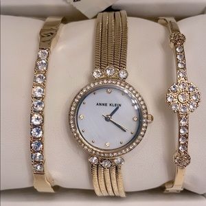 Anne Klein watch and 2 jewelry bracelet set